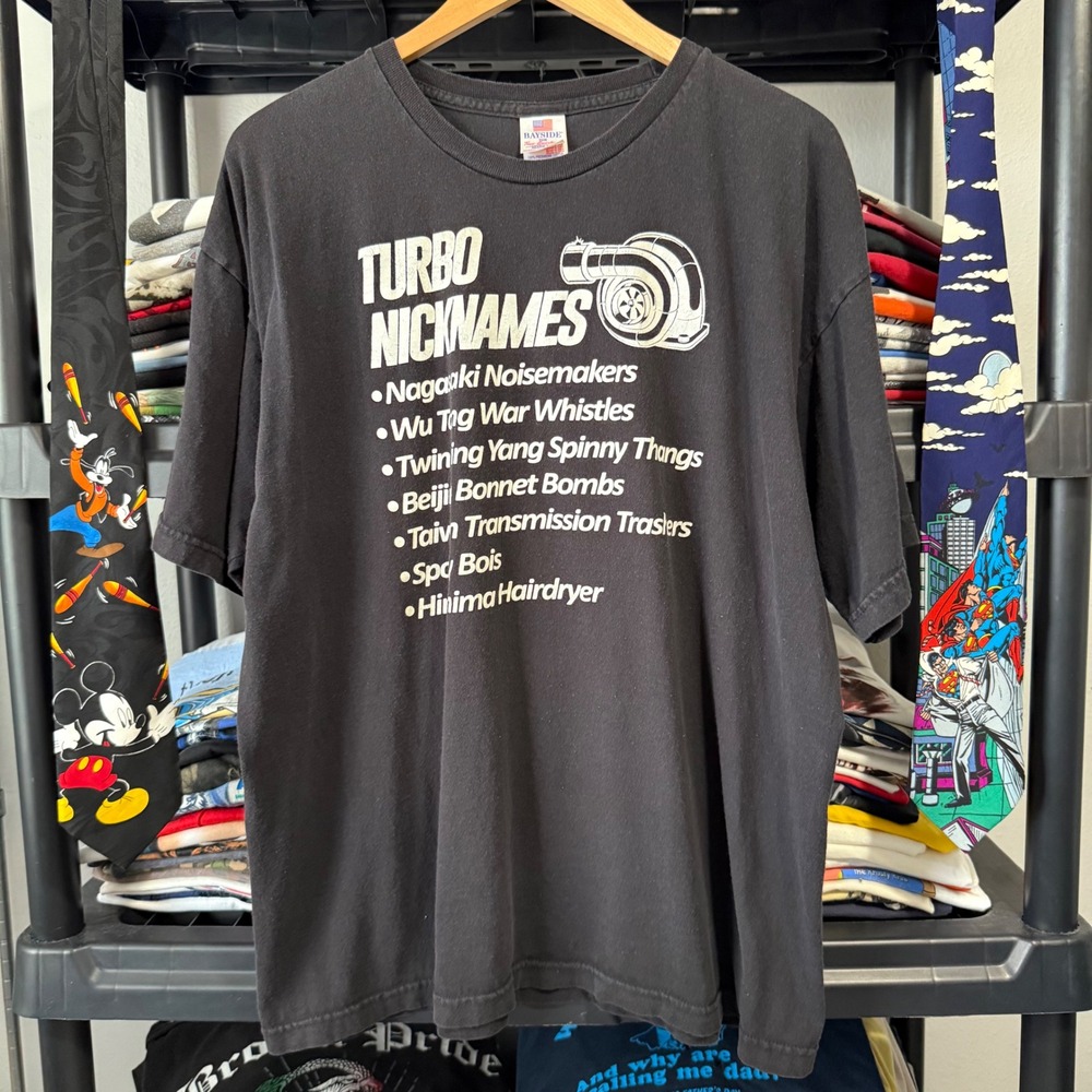 Bayside T Shirt Turbo Nicknames XL Black Streetwear